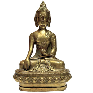 Vergoldete Bronze-Buddha-Statue – Bhumisparsha Mudra – Symbol für Erdung, Stärke und Erleuchtung