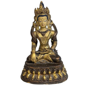 Vergoldete Bronzestatue der Grünen Tara im Himalaya (078)