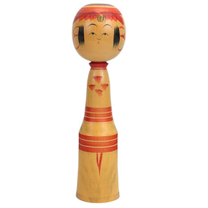 Signierte japanische Dento Kokeshi Puppe – Togatta-Stil von Katsu (25,5 cm)