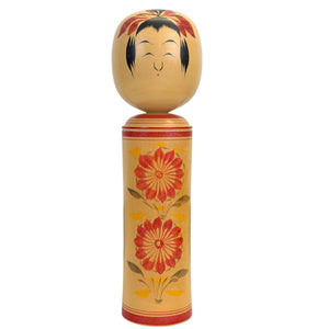 Signierte japanische Dento Kokeshi Puppe – Jinshirō-kei Schule von Hiroko (26,0 cm / 500g)