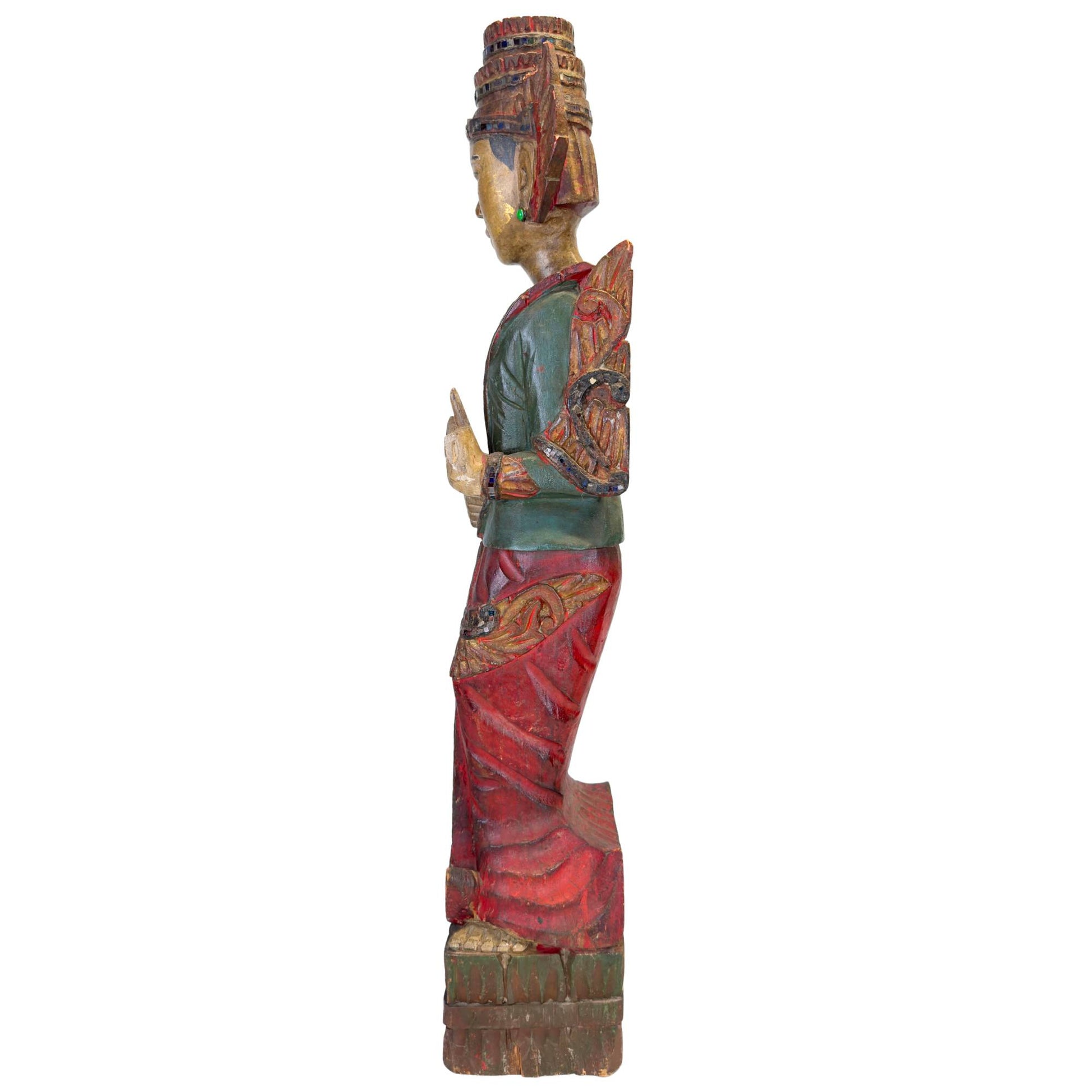 Grote vintage tempelwachter uit Birma van 86 cm hoog
