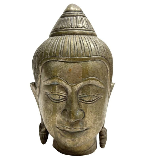 Vintage Thai Bronze Buddha-Kopf - Sukhothai-Stil Büste - 19 cm