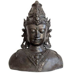Antike Vishnu-Büste aus Bronze mit Krone – Los 135